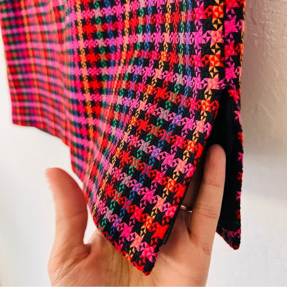 Vintage 90s Botston Proper Rainbow 🌈 Houndstooth Mini Skirt - Picture 2 of 9